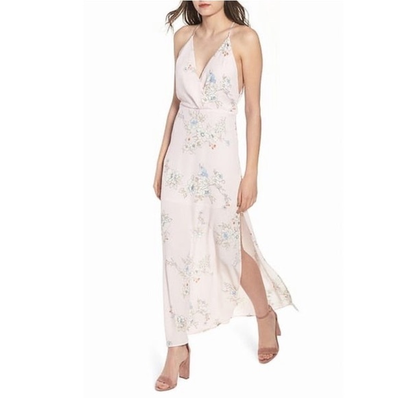 Lush Dresses & Skirts - Lush Pale Pink Surplice Maxi Dress